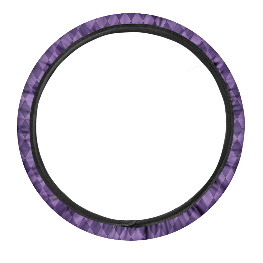 Purple Harlequin Pattern Print Car Steering Wheel Cover