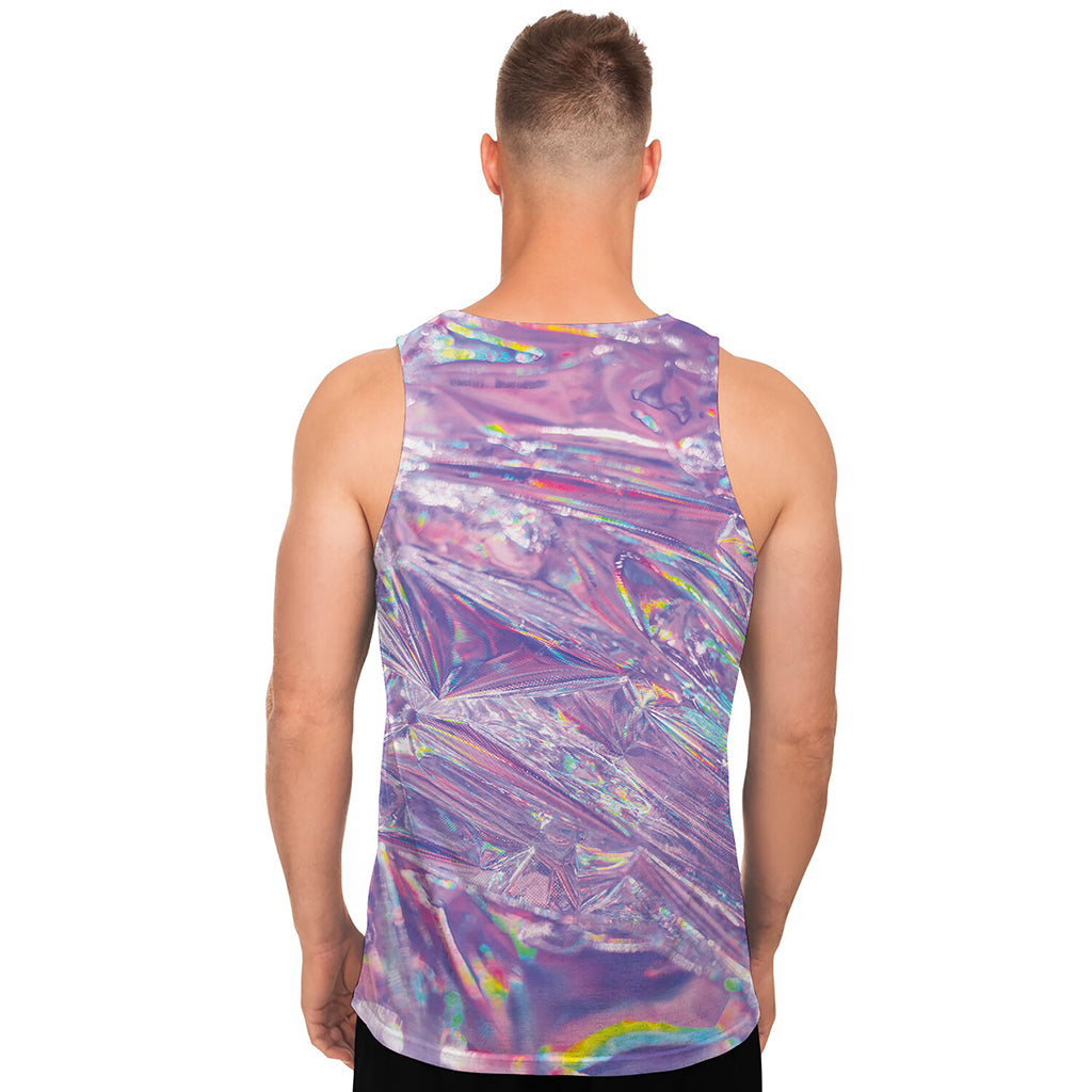 Purple Holographic Print Men's Tank Top