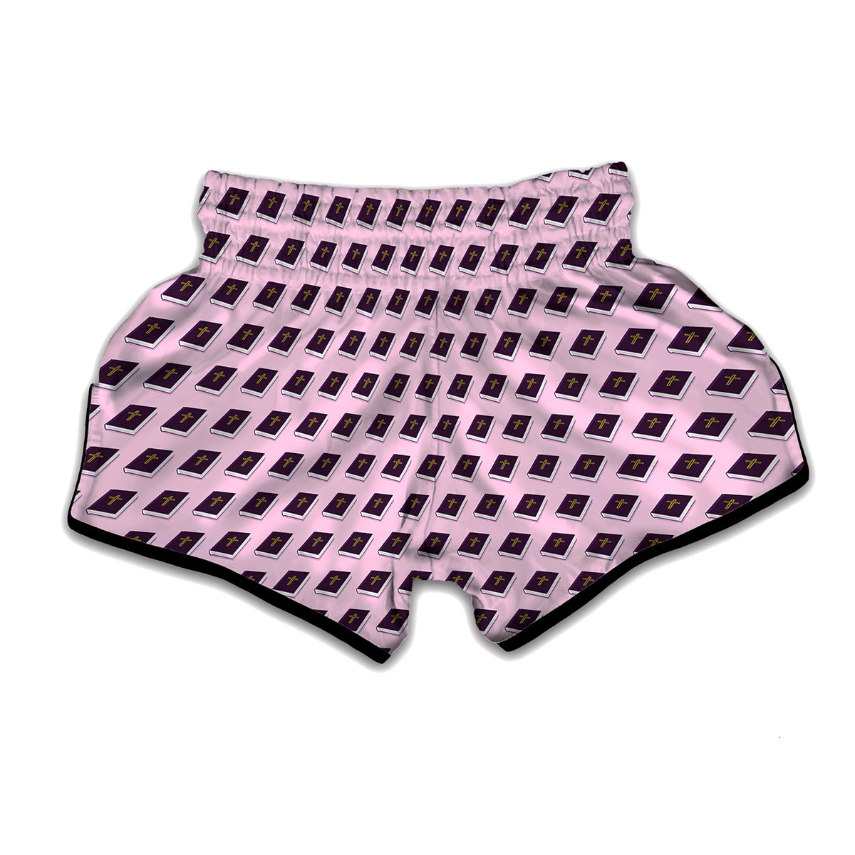 Purple Holy Bible Pattern Print Muay Thai Boxing Shorts