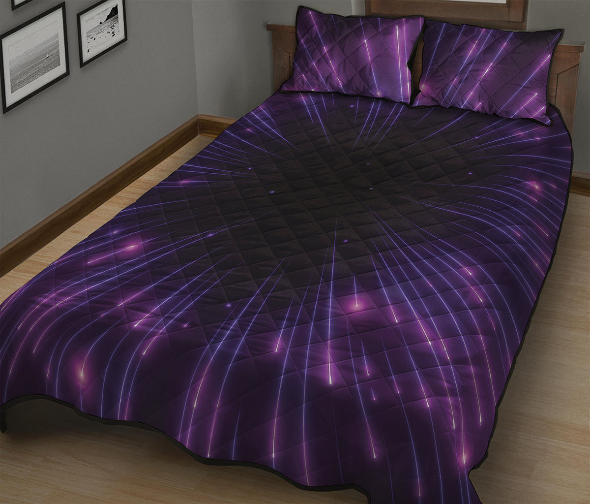 Purple Hyperspace Print Quilt Bed Set