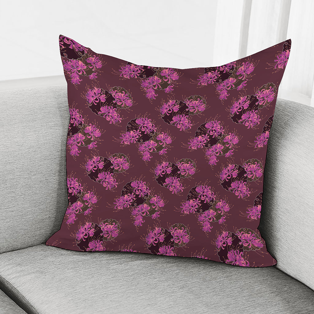 Purple Japanese Amaryllis Pattern Print Pillow Cover