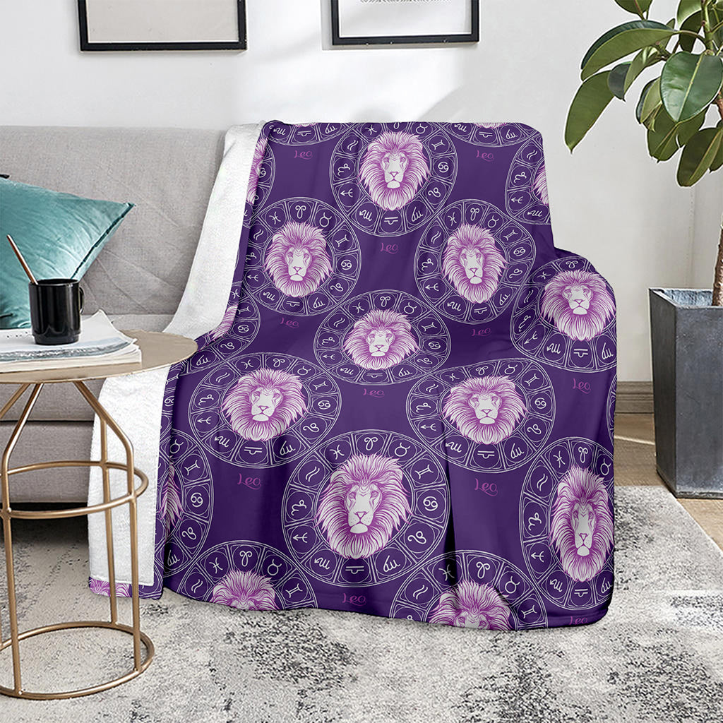 Purple Leo Zodiac Pattern Print Blanket