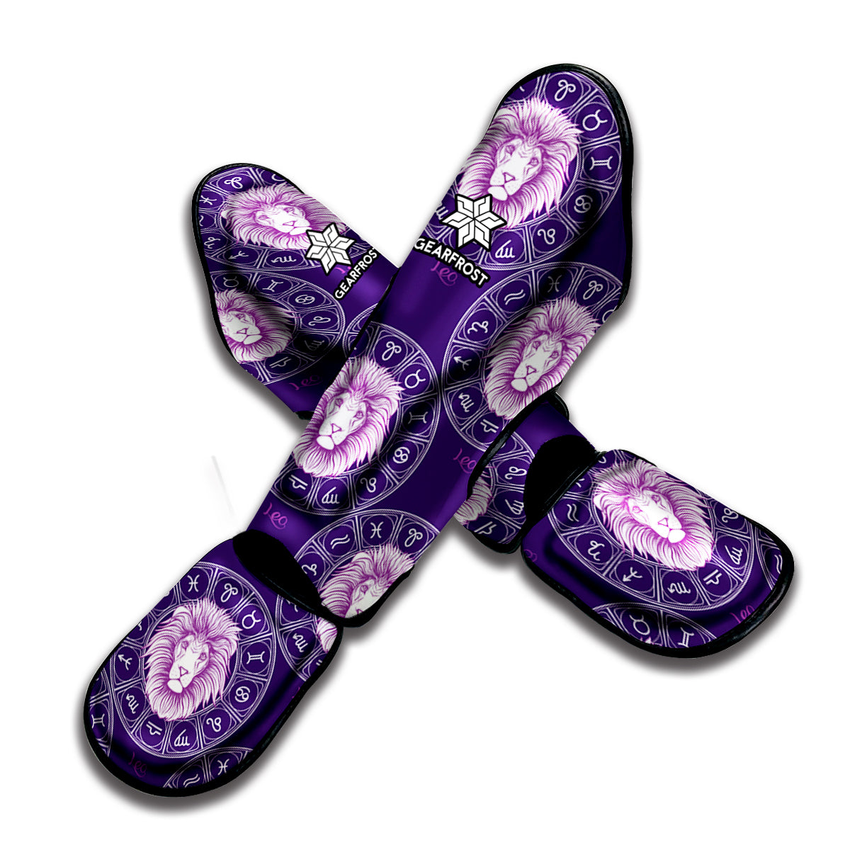 Purple Leo Zodiac Pattern Print Muay Thai Shin Guard