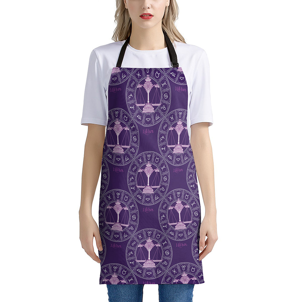 Purple Libra Zodiac Pattern Print Apron