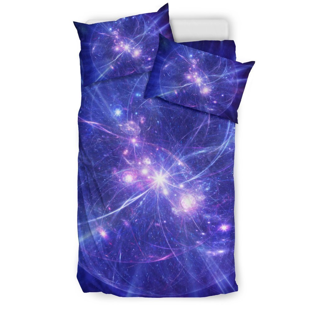 Purple Light Circle Galaxy Space Print Duvet Cover Bedding Set GearFrost