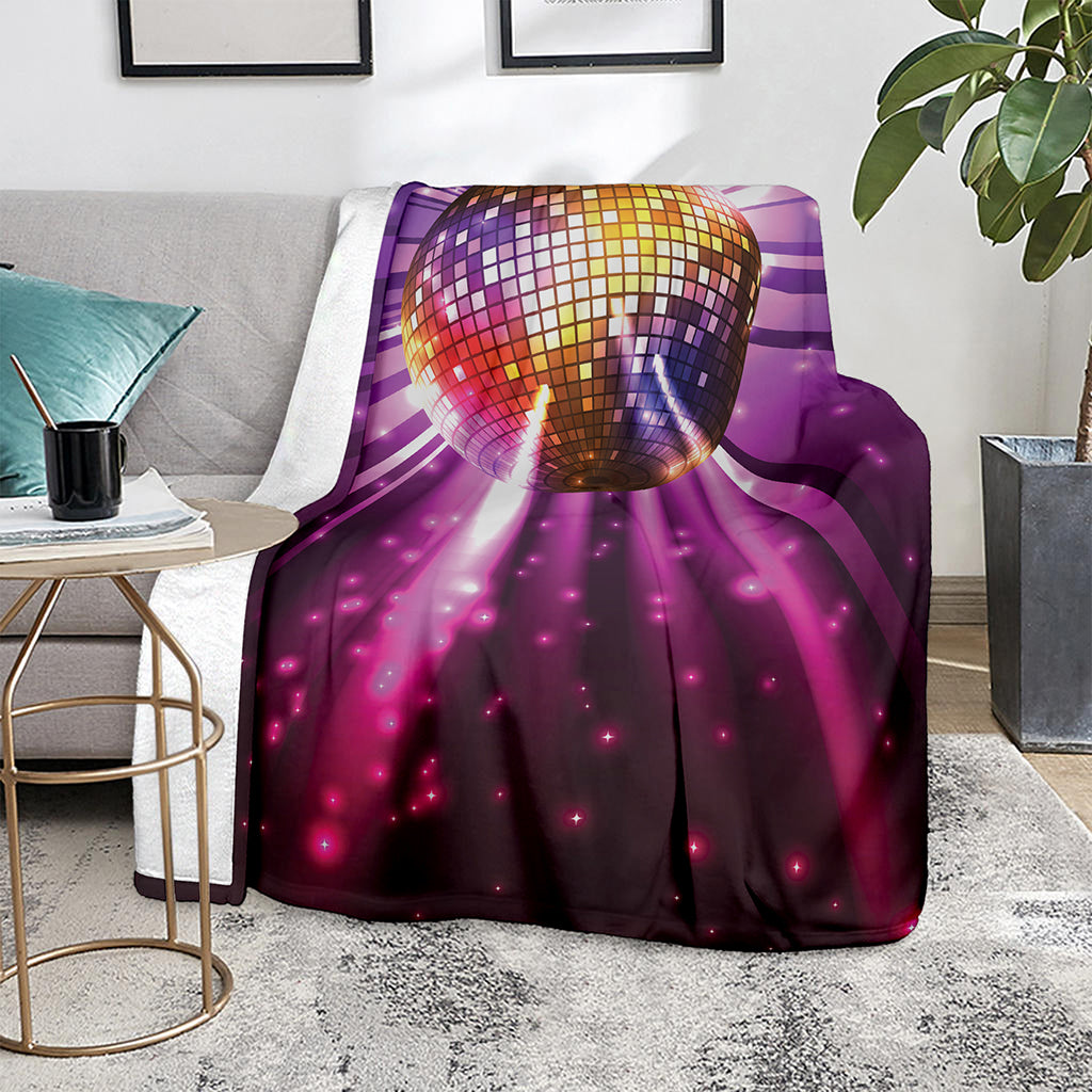Purple Light Disco Ball Print Blanket