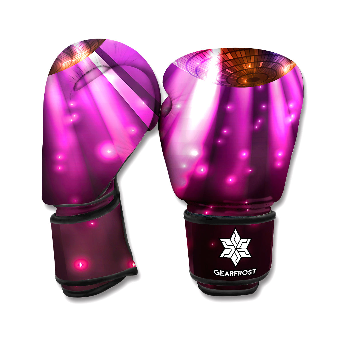 Purple Light Disco Ball Print Boxing Gloves