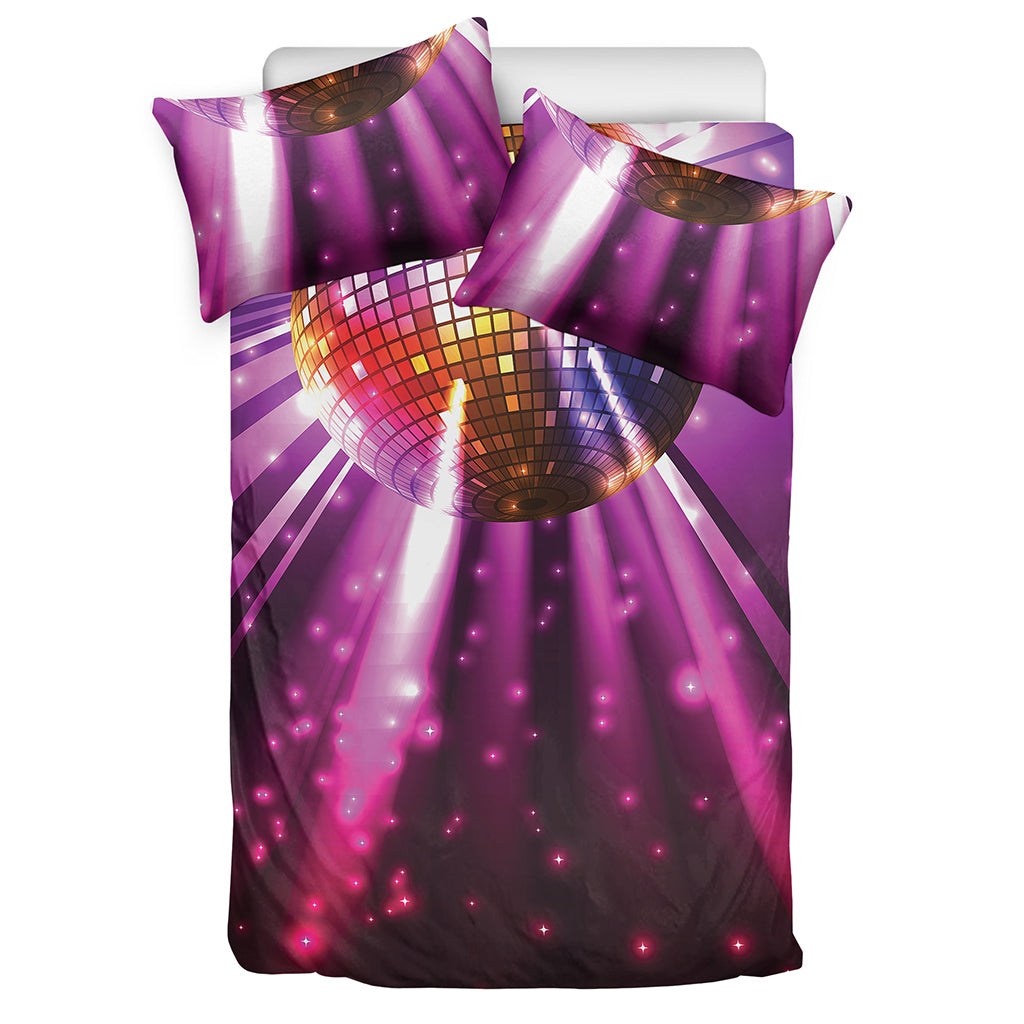 Purple Light Disco Ball Print Duvet Cover Bedding Set