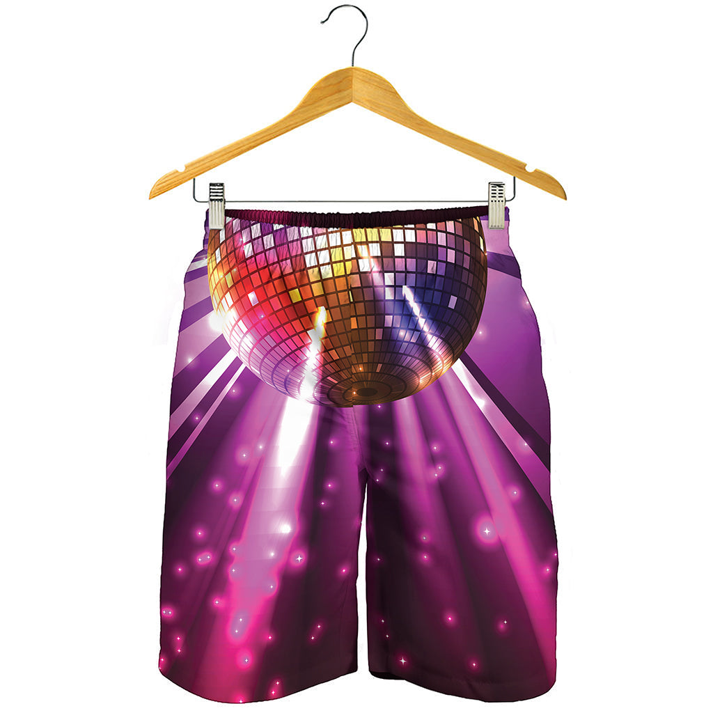 Purple Light Disco Ball Print Men's Shorts