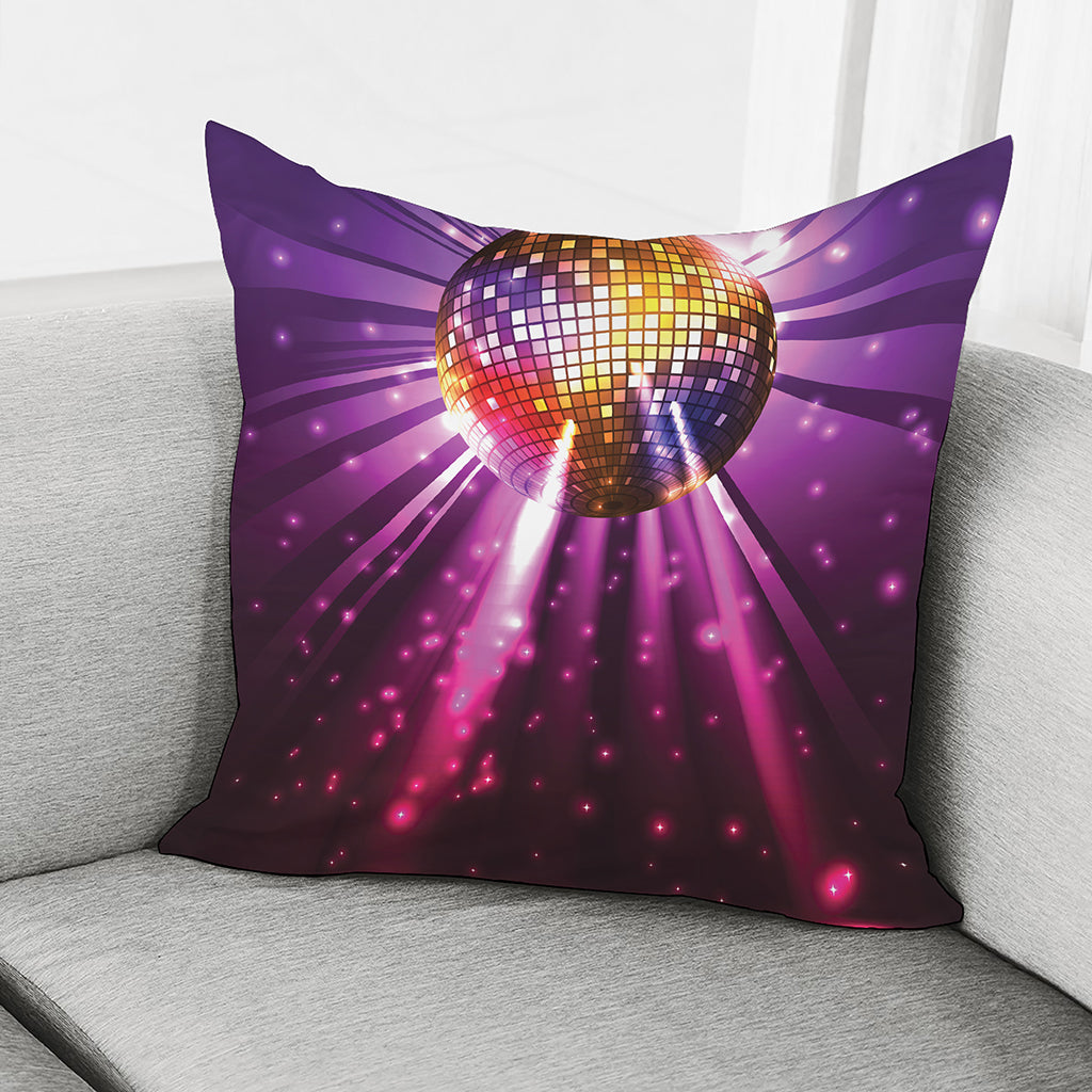 Purple Light Disco Ball Print Pillow Cover