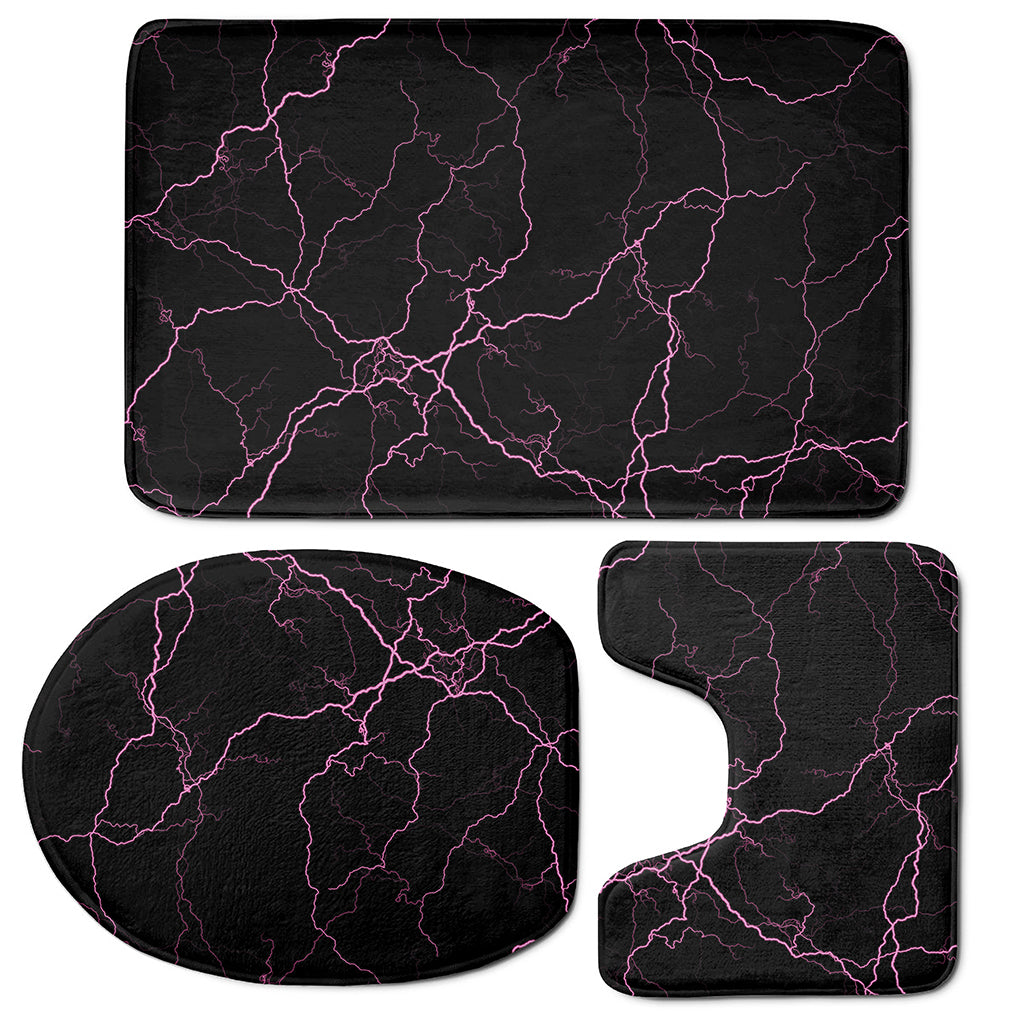 Purple Lightning Print 3 Piece Bath Mat Set
