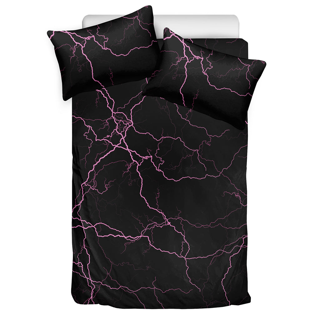 Purple Lightning Print Duvet Cover Bedding Set