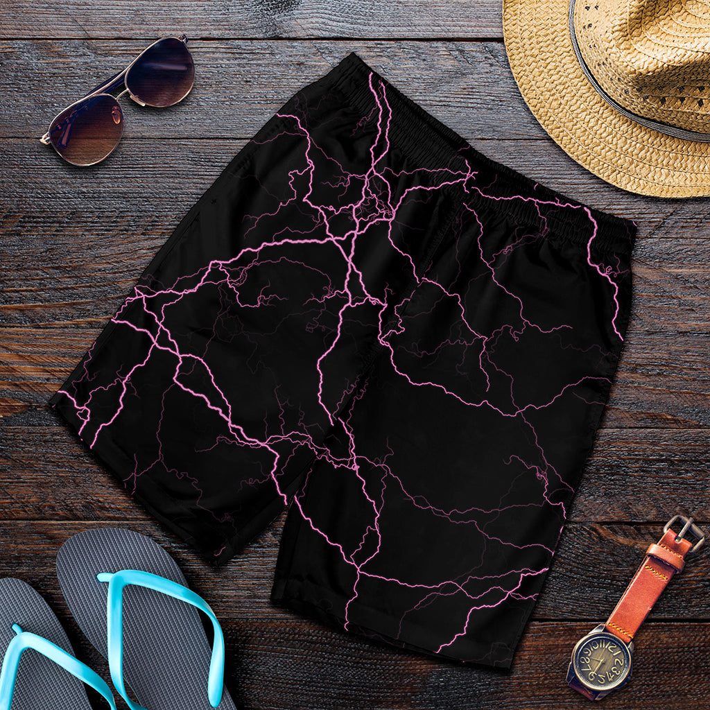 Purple Lightning Print Men's Shorts