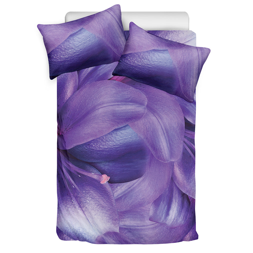 Purple Lily Flower Print Duvet Cover Bedding Set