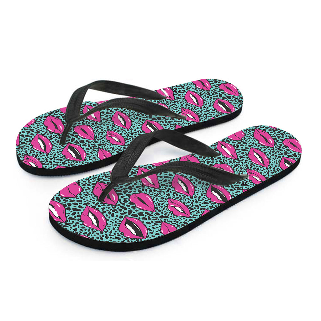 Purple Lips Pattern Print Flip Flops