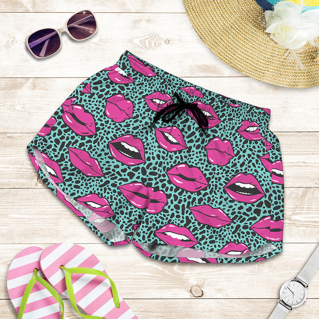 Purple Lips Pattern Print Women's Shorts