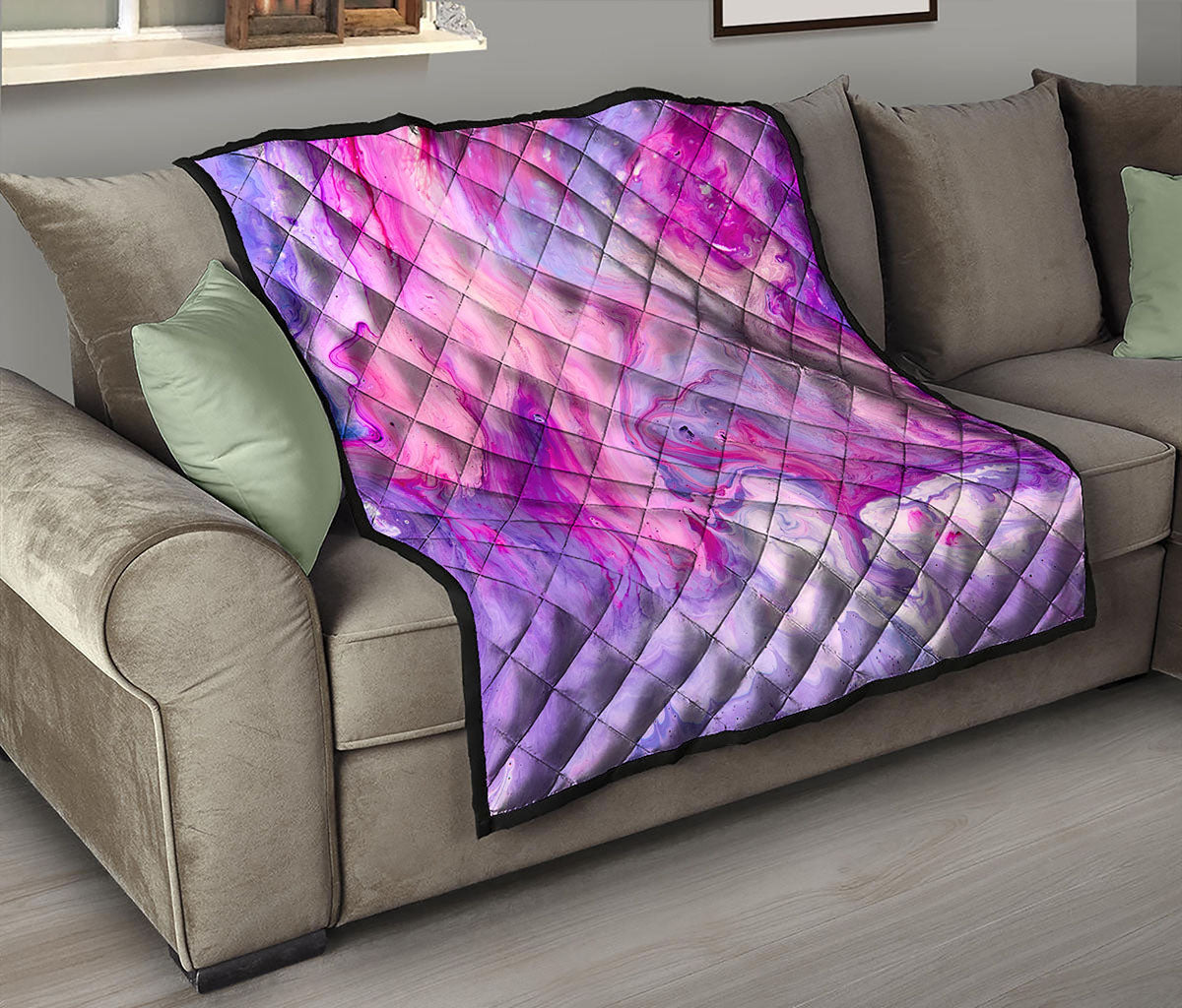 Purple Liquid Marble Print Quilt