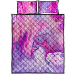 Purple Liquid Marble Print Quilt Bed Set