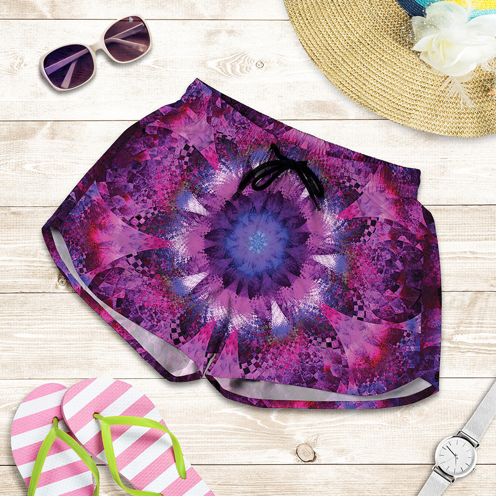 Purple Mandala Flower Print Women's Shorts