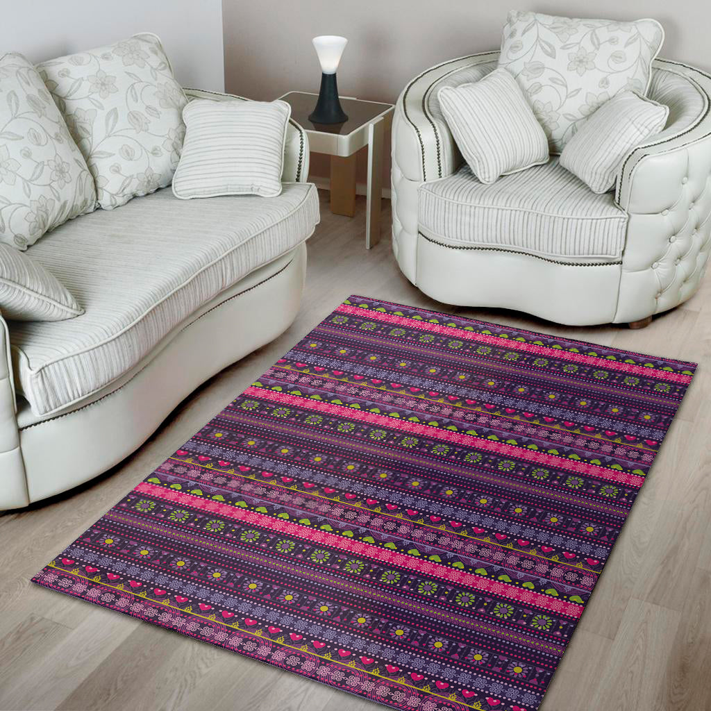 Purple Native Tribal Pattern Print Area Rug