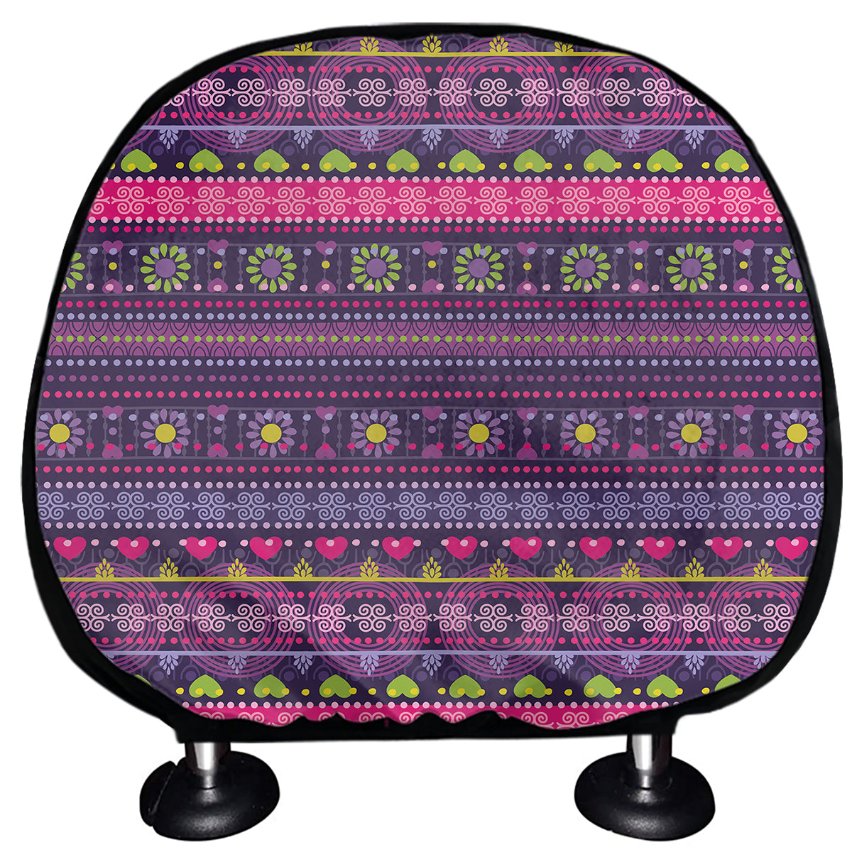Purple Native Tribal Pattern Print Car Headrest Covers