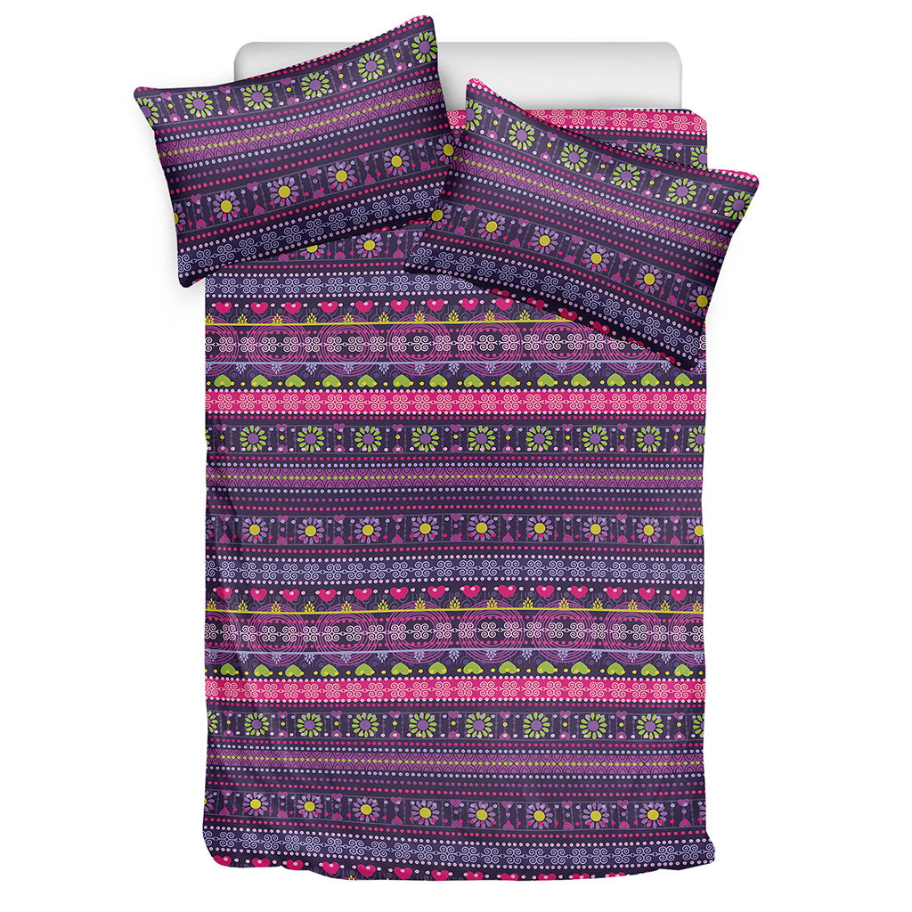 Purple Native Tribal Pattern Print Duvet Cover Bedding Set
