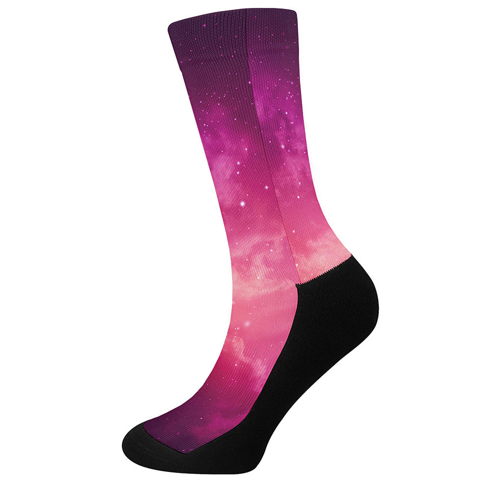 Purple Nebula Cloud Galaxy Space Print Crew Socks