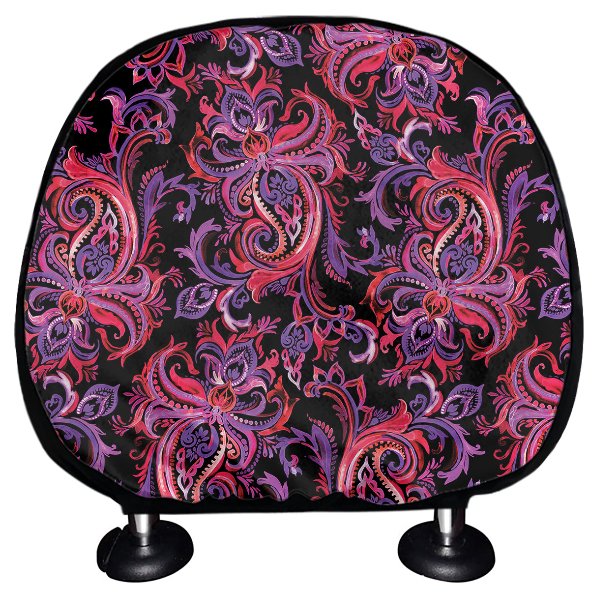Purple Paisley Pattern Print Car Headrest Covers