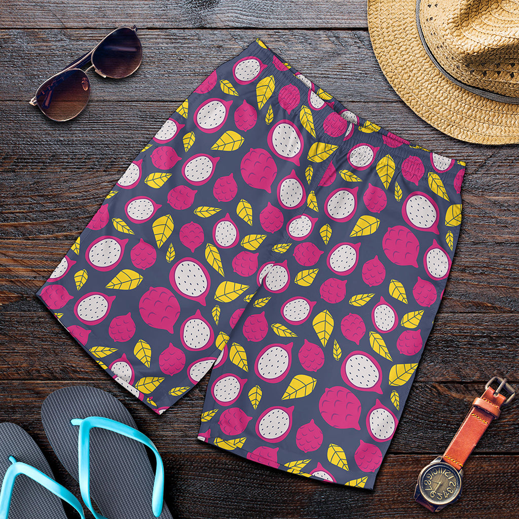 Purple Pitaya Pattern Print Men's Shorts