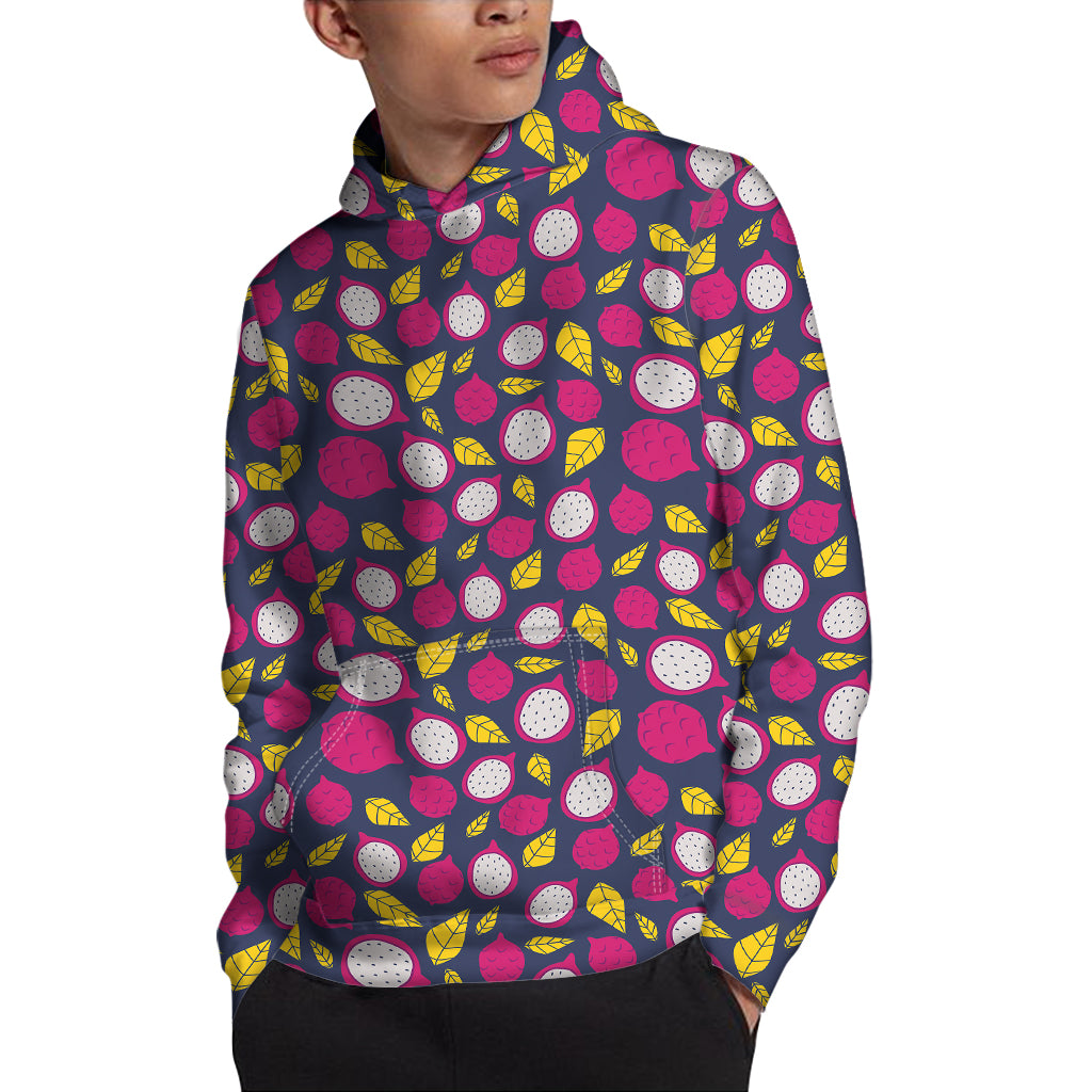 Purple Pitaya Pattern Print Pullover Hoodie