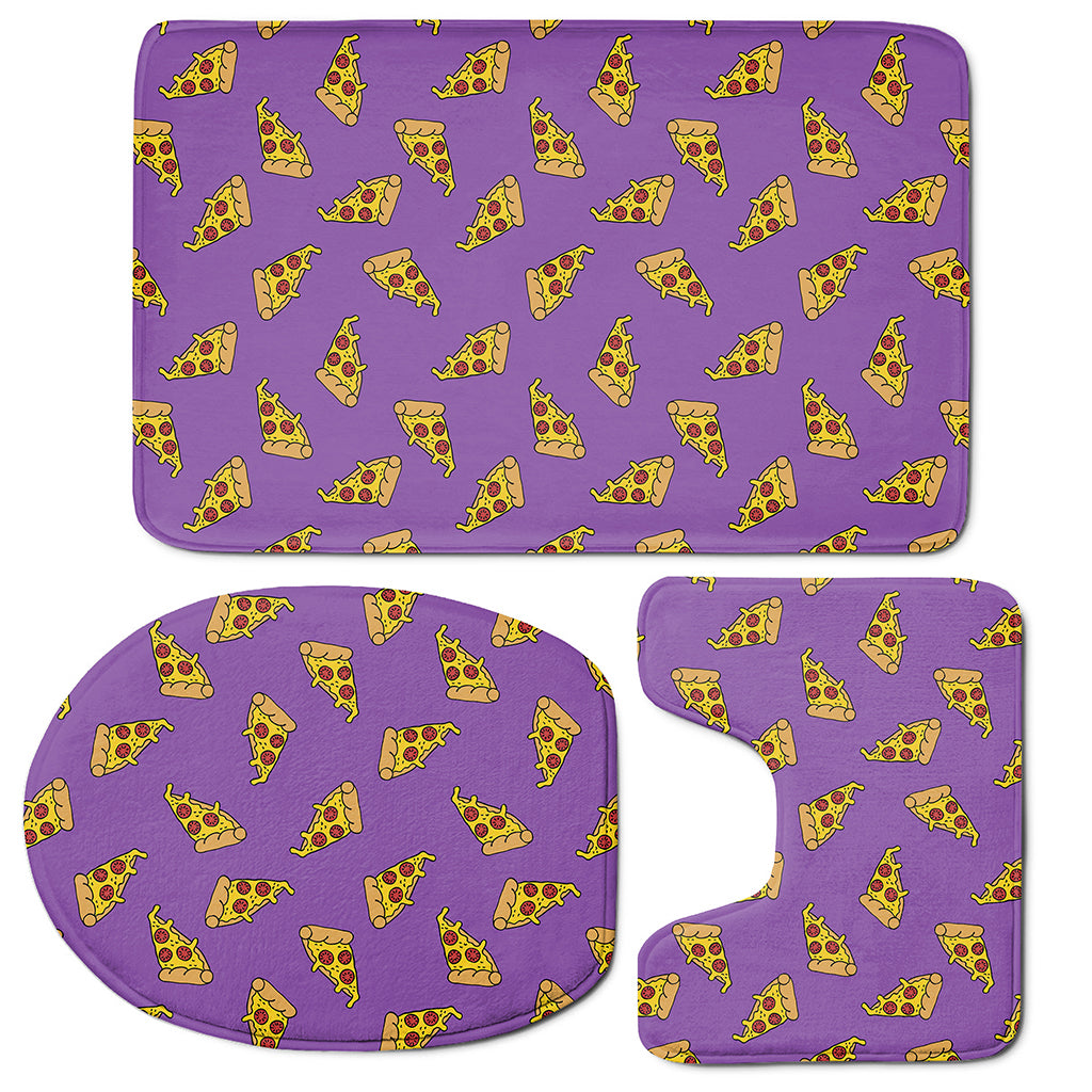 Purple Pizza Pattern Print 3 Piece Bath Mat Set