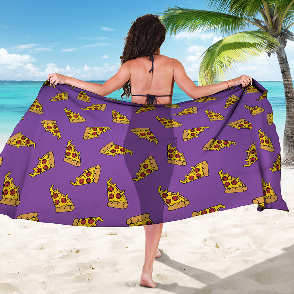 Purple Pizza Pattern Print Beach Sarong Wrap