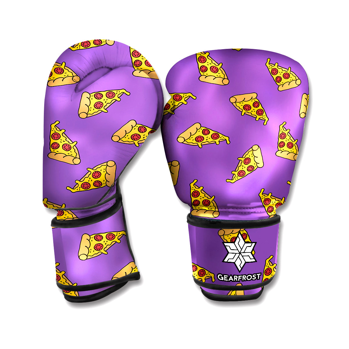 Purple Pizza Pattern Print Boxing Gloves