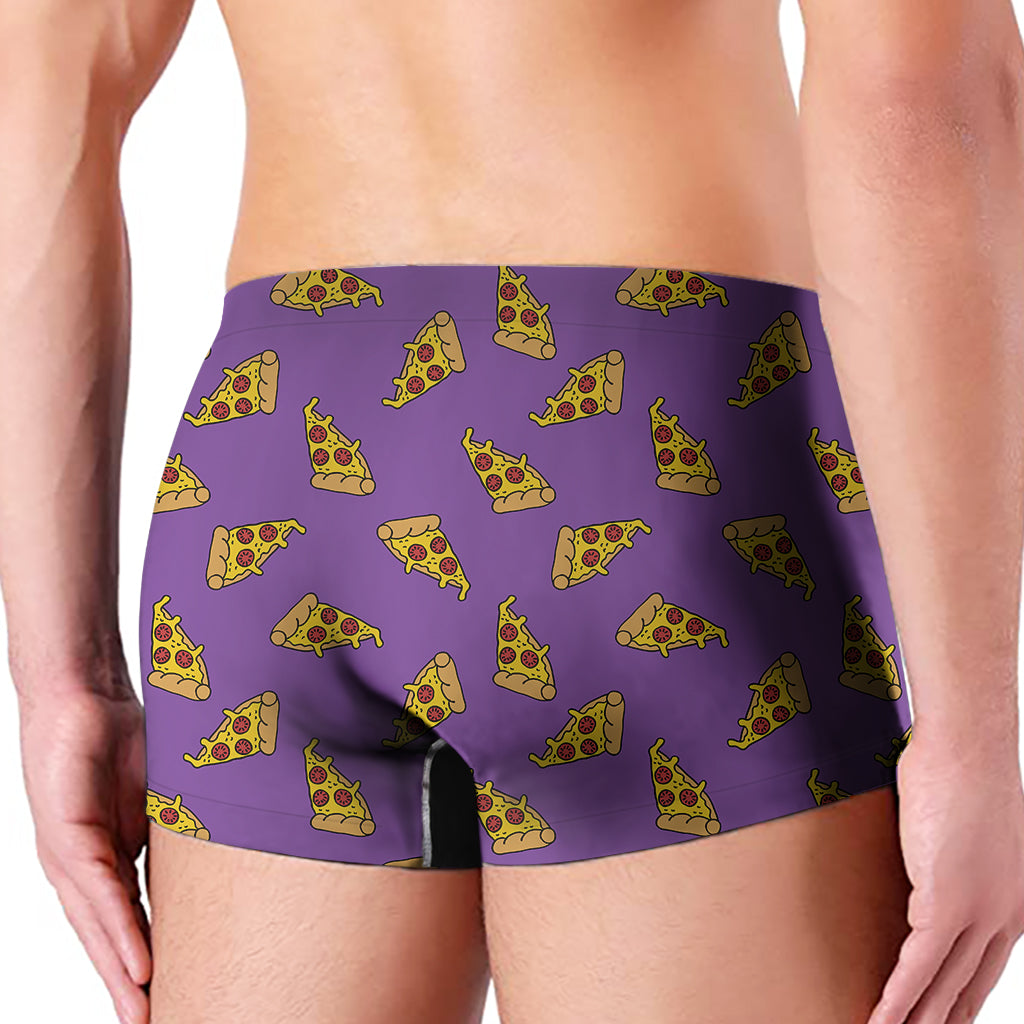 Purple Pizza Pattern Print Men's Boxer Briefs