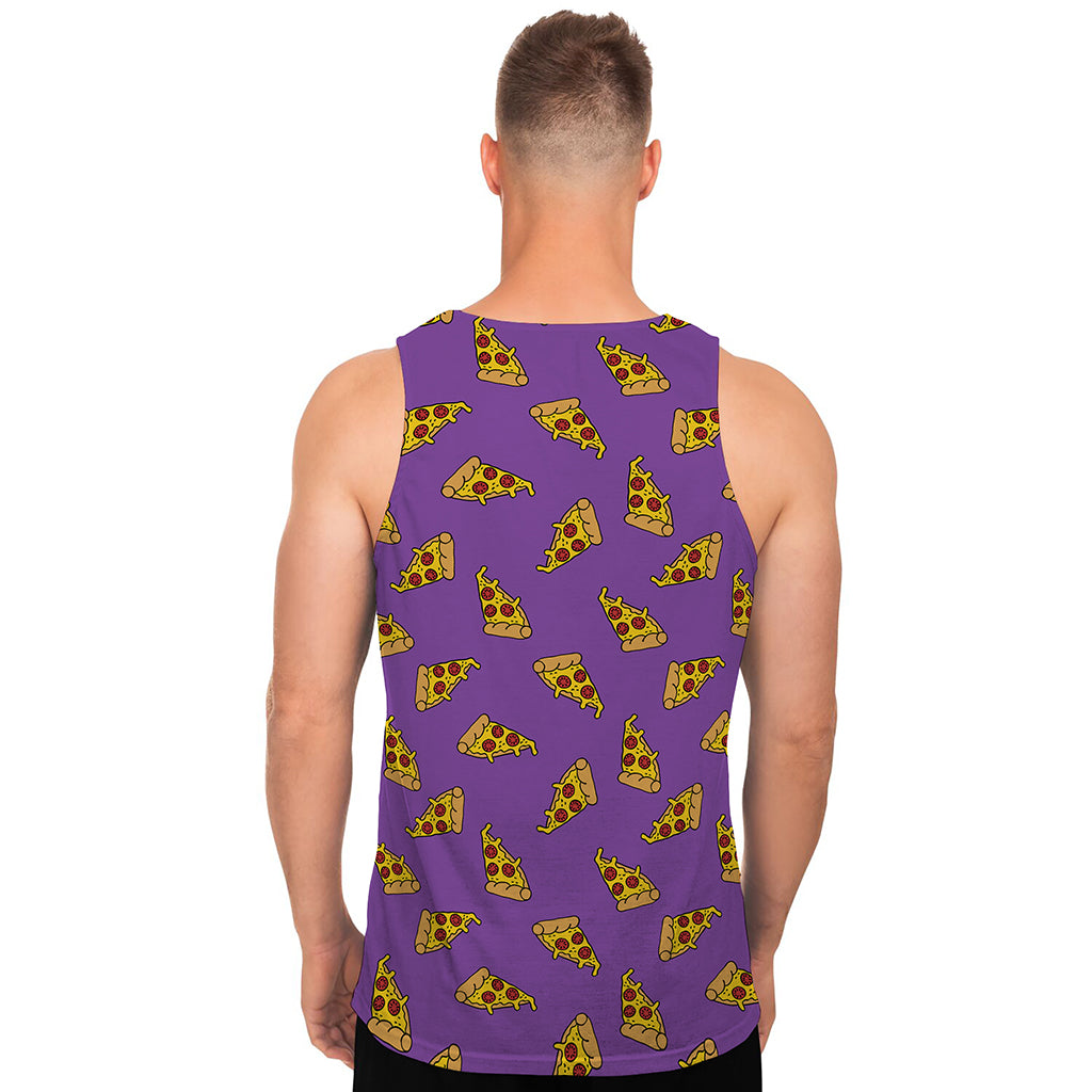 Purple Pizza Pattern Print Men's Tank Top