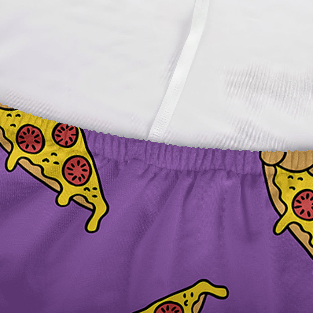 Purple Pizza Pattern Print Sofa Cover