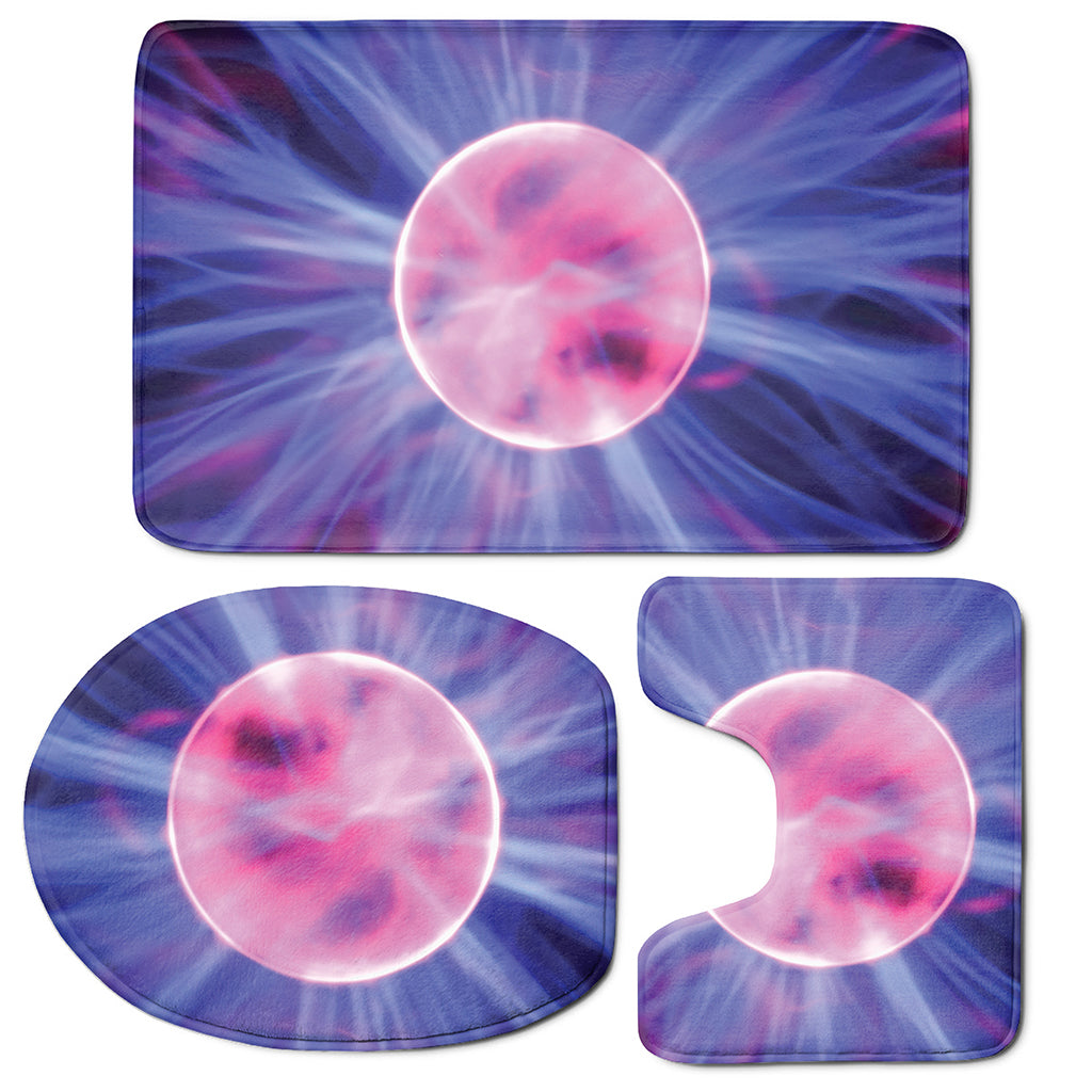 Purple Plasma Ball Print 3 Piece Bath Mat Set