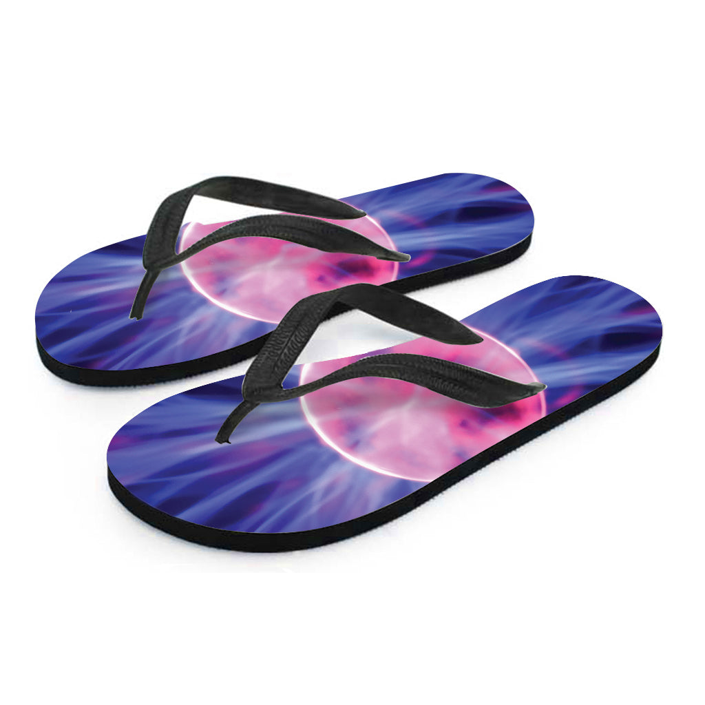 Purple Plasma Ball Print Flip Flops