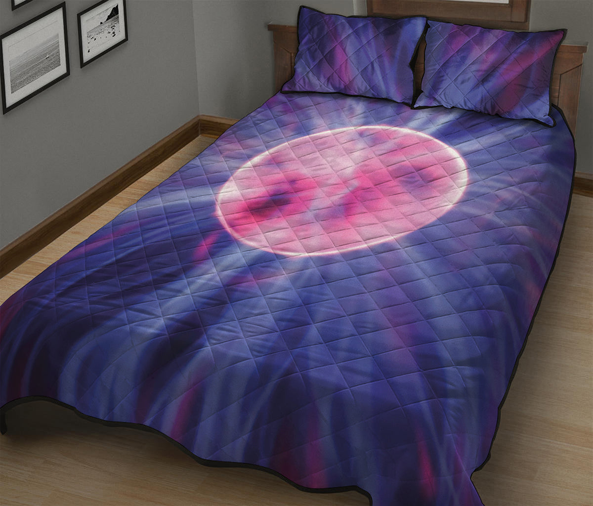 Purple Plasma Ball Print Quilt Bed Set