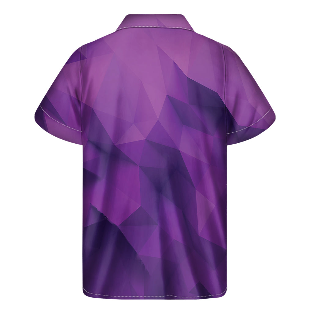 Purple Polygonal Geometric Print Men's Short Sleeve Shirt