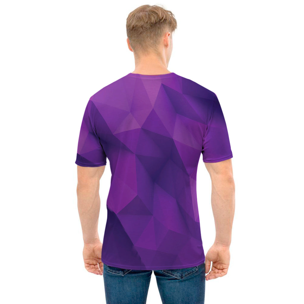 Purple Polygonal Geometric Print Men's T-Shirt
