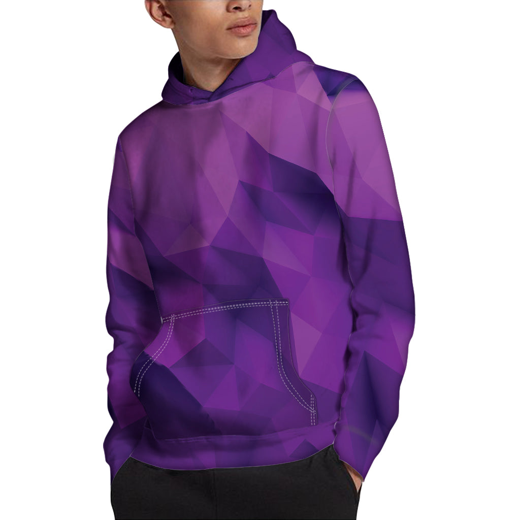 Purple Polygonal Geometric Print Pullover Hoodie