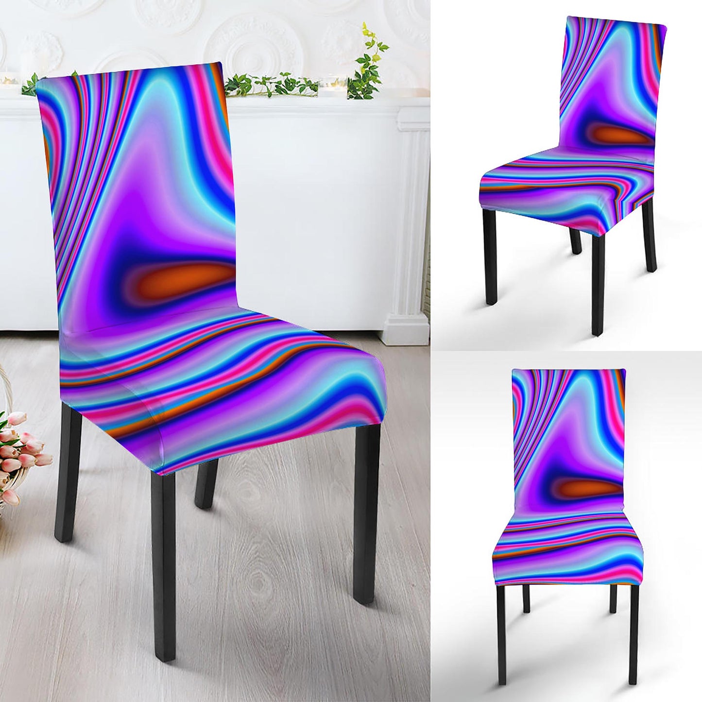 Purple Psychedelic Trippy Print Dining Chair Slipcover