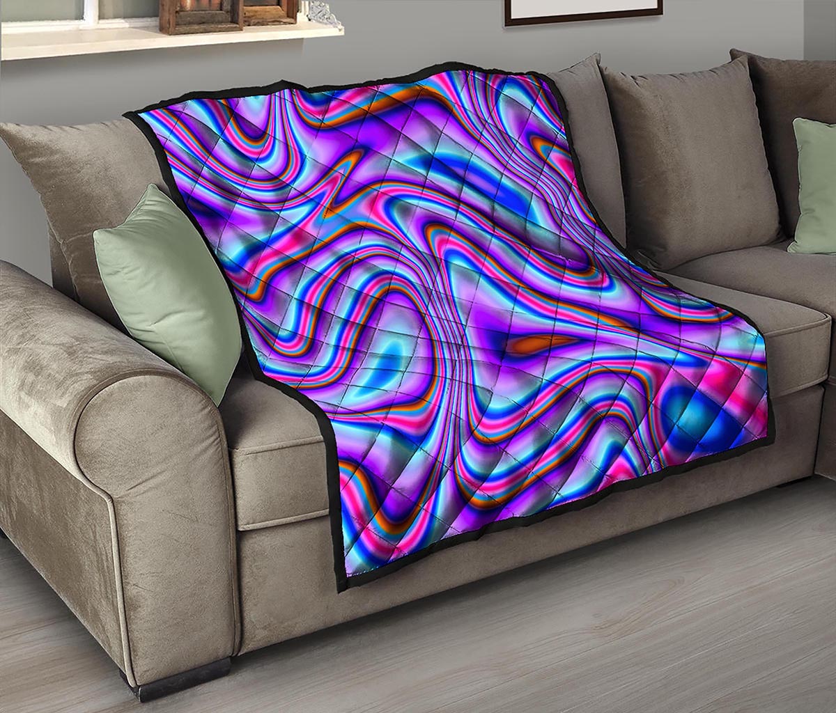 Purple Psychedelic Trippy Print Quilt