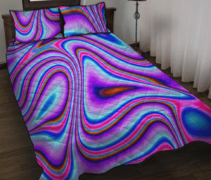 Purple Psychedelic Trippy Print Quilt Bed Set