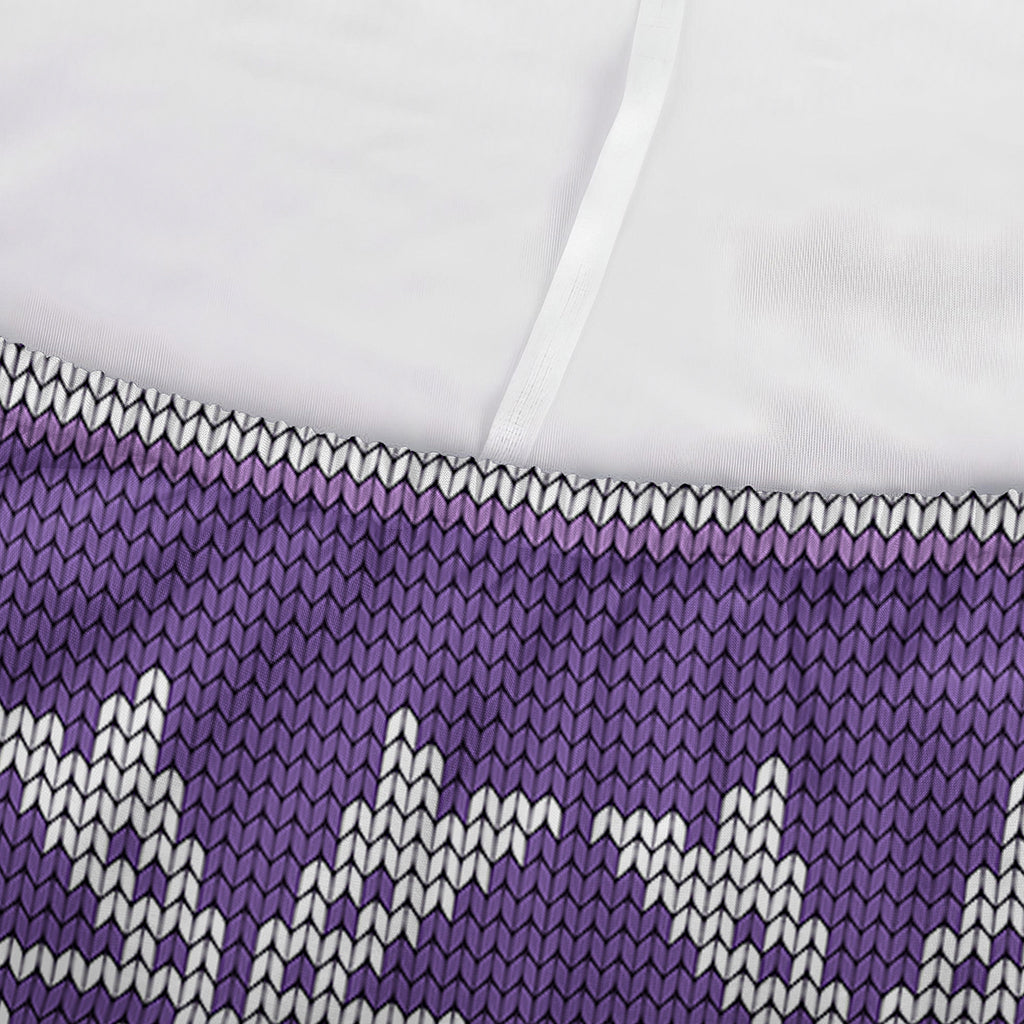 Purple Ribbon Knitted Pattern Print Sofa Cover