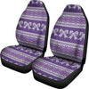 Purple Ribbon Knitted Pattern Print Universal Fit Car Seat Covers