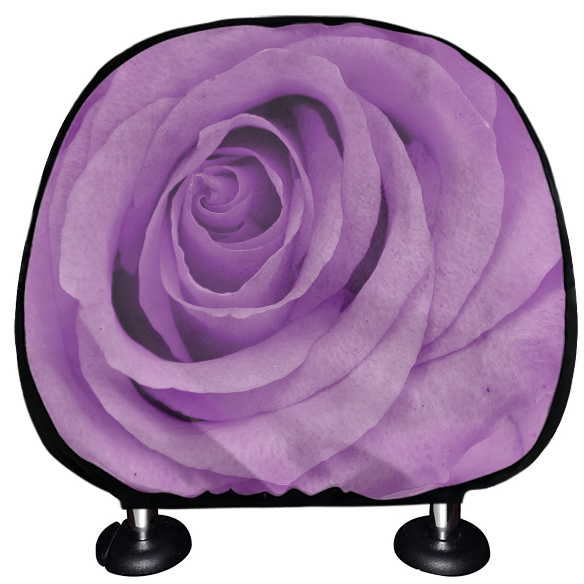Purple Rose Print Car Headrest Covers