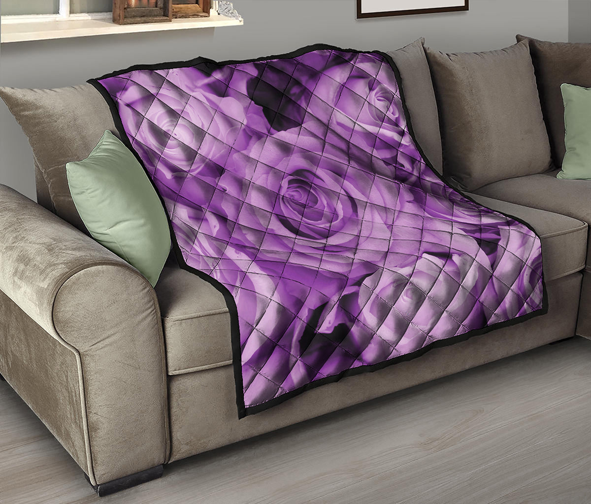 Purple Rose Print Quilt