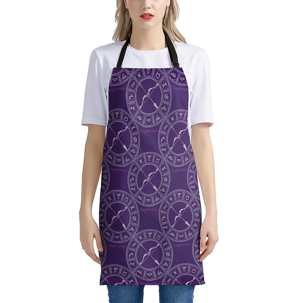 Purple Sagittarius Zodiac Pattern Print Apron